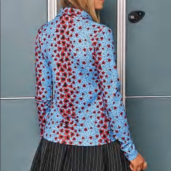 [Missguided] Blue Floral Print Slim Fit Shirt - Picture 3 of 3